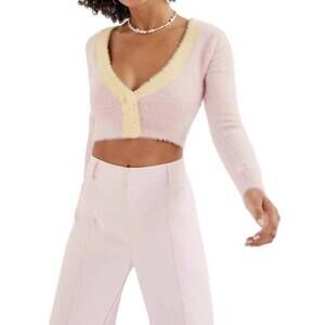 NEW FOR LOVE & LEMONS women's sheila cropped cardigan in pink